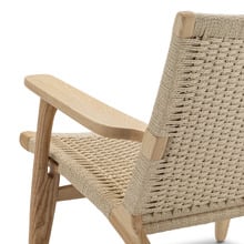 Hans Wegner Replica Oak Wood & Rattan Lounge Chair